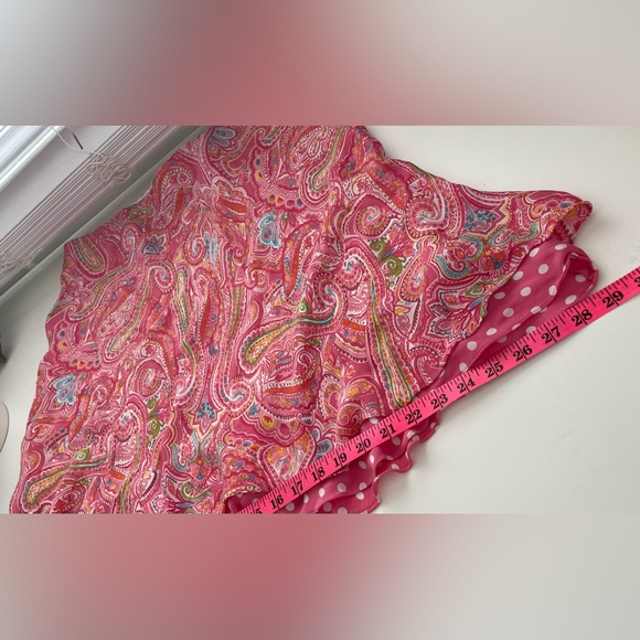 Jones New York Signature Silk Ruffle Hem Skirt Paisley Polka Dots Y2K Size 12 - Picture 7 of 7